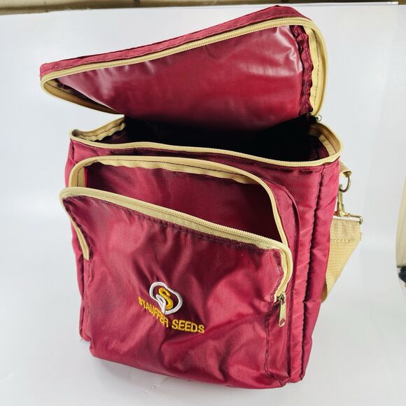 Vintage Stauffer Seeds Insulated Red Lunchbox Lunch Cooler Shoulder Bag - Picture 9 of 12